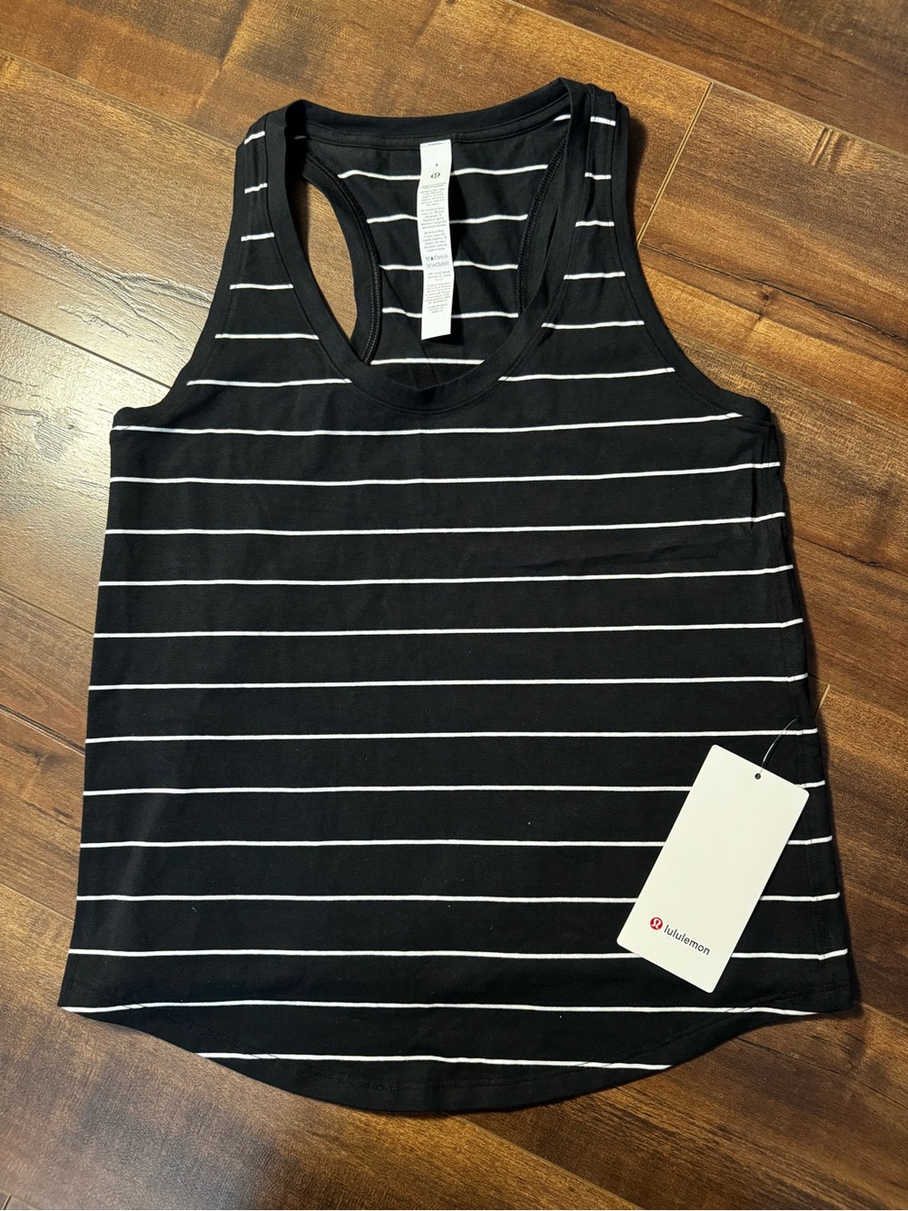 lululemon athletica Black and White Striped Racerback Tank